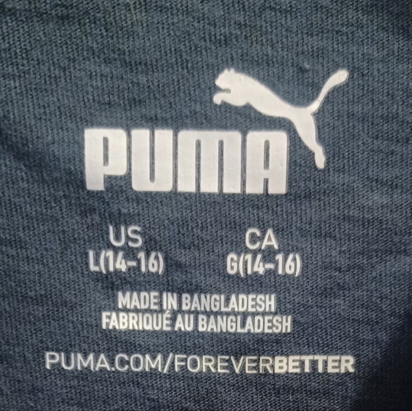 Puma Overlapping Logo Tee Shirt Short Sleeve Size L (14-16) 100% Cotton - Picture 3 of 5